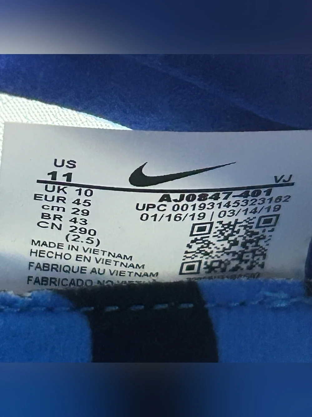 Nike Zoom Victory XC 5 Running Shoes Spikes Blue Mens Size 11 AJ0847-401